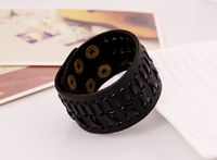 Leather Fashion Geometric Bracelet  (black) Nhpk1716-black sku image 1