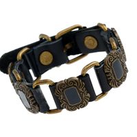 Leather Fashion Geometric Bracelet  (black) Nhpk1717-black sku image 1