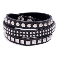 Leather Fashion Geometric Bracelet  (black) Nhpk1307-black sku image 1