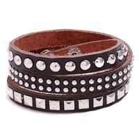 Leather Fashion Geometric Bracelet  (black) Nhpk1307-black sku image 2