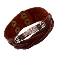 Leather Fashion Geometric Bracelet  (brown) Nhpk1296-brown sku image 1
