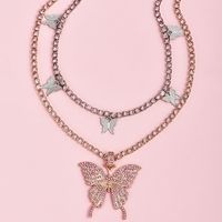 Fashion Pink Diamond Butterfly Pendant Women's Necklace main image 1