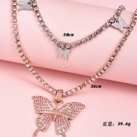 Moda Rosa Diamante Mariposa Colgante Collar De Mujer main image 5