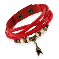 Leather Fashion Geometric Bracelet  (red) Nhpk1292-red sku image 1