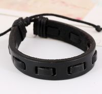 Leather Fashion Geometric Bracelet  (black) Nhpk1346-black sku image 1