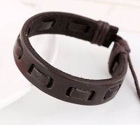 Leather Fashion Geometric Bracelet  (black) Nhpk1346-black sku image 2