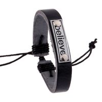Leather Fashion Geometric Bracelet  (black) Nhpk1319-black sku image 1