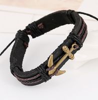 Leather Fashion Geometric Bracelet  (black) Nhpk1293-black sku image 1