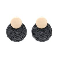 Commerce Extérieur Ornement Coréenne Style Mignon Boucles D'oreilles Cire Ligne Fil De Chanvre Tissé Ronde Bois Boucles D'oreilles Femme Boucles D'oreilles  Chaude Vente sku image 4