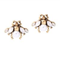Retro Diamant Bienen Ohrringe Damen Einfache Und Vielseitige Perlen Insekten Ohrringe Europäische Und Amerikanische Mode Grenz Überschreiten Den Schmuck Großhandel sku image 1