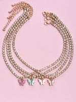 Simple Fashion Chain Big Butterfly Full Diamond Necklace Combination Popular Fashion Jewelry Wholesale Nihaojewelry sku image 1