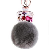 Europäische Und Amerikanische Kreative Mode Haarball Auto Ornamente Schlüssel Bund Große Marke Parfüm Flasche Schlüssel Kette Weibliche Tasche Anhänger Zubehör sku image 1