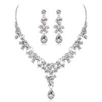 1 Set Fashion Water Droplets Alloy Inlay Rhinestones Glass Women's Earrings Necklace sku image 1