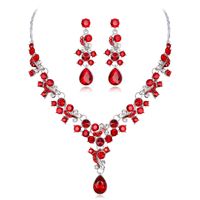 1 Set Fashion Water Droplets Alloy Inlay Rhinestones Glass Women's Earrings Necklace main image 4