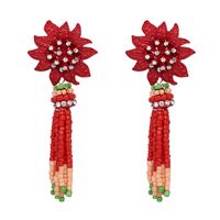 Fashion Alloy Baking Paint Earrings Flowers (red)  Nhjj3653-red sku image 1