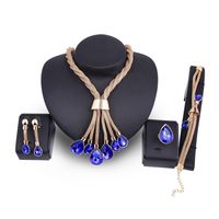 Europe Et En Amérique Croix Frontière Nouveau Collier Boucles D'oreilles Ensemble De Bijoux Plaqué Or De Mariée Ornement Quatre-pièce Ensemble Usine Directe Ventes sku image 1