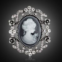 Best-seller En Europe Et En Amérique Vintage Beauté Tête Fleur Cristal Broche Corsage Alliage Diamant Accessoires Broches En Gros sku image 1