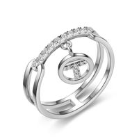 Koreanische Mode Persönlichkeit Doppelring T-förmige Etikett Ring Mikro Eingelegt Aaa Zirkon Ring Schmuck Großhandel 115685 sku image 4