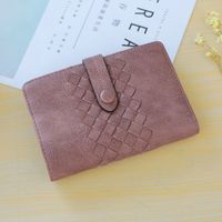 Exclusif Pour Croix-frontière Haute Qualité Mi-longueur Portefeuille Coréenne Style Simple Tissé Solide Couleur Deux-fold Boucle La Pochette Des Femmes sku image 1