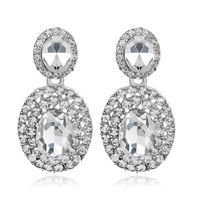 1 Pair Fashion Oval Water Droplets Alloy Plating Inlay Rhinestones Women's Drop Earrings sku image 2
