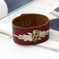 Punk Fabrik Direkt Vertrieb Europäischer Und Amerikanischer Außenhandel Export Schmuck Retro Gewebtes Rindsleder Armband Schädel Leder Armband sku image 2