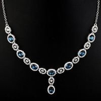 Korean Version Of Korean / Korean Style Alloy Austrian Imitated Crystal Necklace (blue)  Nhlj2656 sku image 3