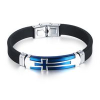 Personal Isierte Retro Einfache Cross Herren Armband Koreanische Mode Trend Ige Herren Silikon Armband Großhandel sku image 2
