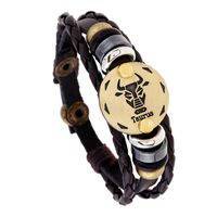 Grenz Überschreiten Der Schmuck Perlen 12 Sternbild Rindsleder Armband Personal Isierte Geburtstags Geschenk Gewebt Einstellbares Trend Leder Armband sku image 4