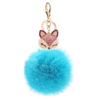 Fashion Alloy + Rabbit Fur Ball Keychain ( 8-blue Jeans ) Nhmm0338 sku image 7