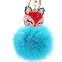 Fashion Alloy + Rabbit Fur Ball Keychain ( 8-blue Jeans ) Nhmm0338 sku image 28