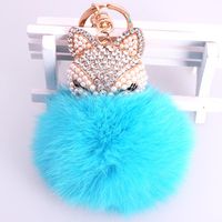 Fashion Alloy + Rabbit Fur Ball Keychain ( 8-blue Jeans ) Nhmm0338 sku image 37