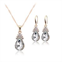 1 Set Fashion Water Droplets Alloy Inlay Crystal Rhinestones Women's Earrings Necklace sku image 1