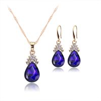 1 Set Fashion Water Droplets Alloy Inlay Crystal Rhinestones Women's Earrings Necklace sku image 2