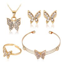Schmetterling Halskette Ohrringe Ring Armband Set sku image 1