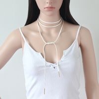 Einfache Mode Riemen Koreanischen Samt Lange Schleife Halskette Schlüsselbein Kette Großhandel Heißen Verkauf main image 3