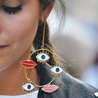 Mode Übertrieben Neue Augen Rote Lippen Geometrische Große Kreis Ohrringe Für Frauen main image 1