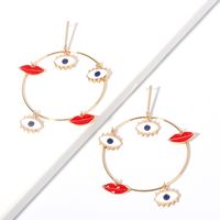 Fashion Exaggerated New Eyes Red Lips Geometric Big Circle Earrings For Women main image 4