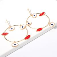 Fashion Exaggerated New Eyes Red Lips Geometric Big Circle Earrings For Women main image 5