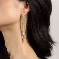 Fashion S925 Silver Needle Long Tassel Rhinestone Earrings For Women main image 4
