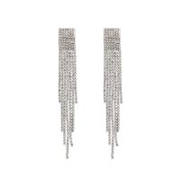 Fashion S925 Silver Needle Long Tassel Rhinestone Earrings For Women main image 6