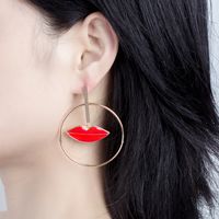 Fashion New Asymmetrical Eyes Lips Big Circle Alloy Earrings For Women main image 1