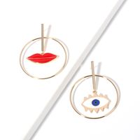 Fashion New Asymmetrical Eyes Lips Big Circle Alloy Earrings For Women main image 5