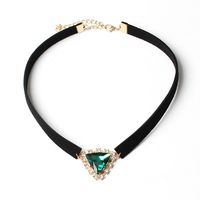 Creative Style 2016 Original Jewelry Korean Velvet Triangle Crystal Necklace Korean Velvet Band Necklace main image 1
