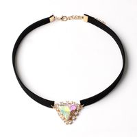 Creative Style 2016 Original Jewelry Korean Velvet Triangle Crystal Necklace Korean Velvet Band Necklace main image 5