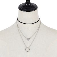 Fashion Geometric Sequins Triangle Multilayer Korean Velvet Choker Circle Necklace main image 3
