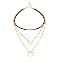 Fashion Geometric Sequins Triangle Multilayer Korean Velvet Choker Circle Necklace main image 4