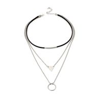 Fashion Geometric Sequins Triangle Multilayer Korean Velvet Choker Circle Necklace main image 5