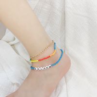 New Fashion Stacking Multi-layer Hand-woven Rice Beads Letter Anklet Set main image 3