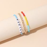 New Fashion Stacking Multi-layer Hand-woven Rice Beads Letter Anklet Set main image 5