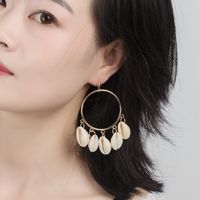 Summer New Natural Shell Exaggerated Geometric Big Circle Earrings main image 3